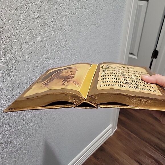 W E Sallman Serenity Prayer Jesus Gold Tone Decoupaged Book Religious Decor Art - Picture 4 of 9